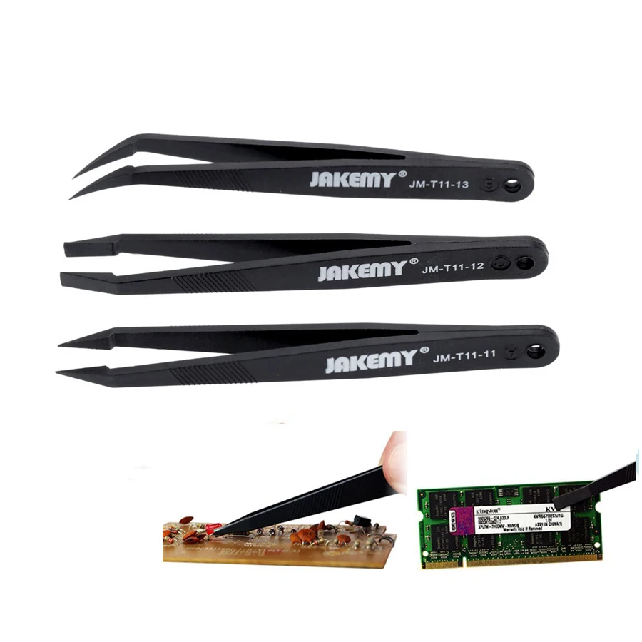 Профессиональный антистатический набор пинцетов 3 в 1 для ремонта электронных JM