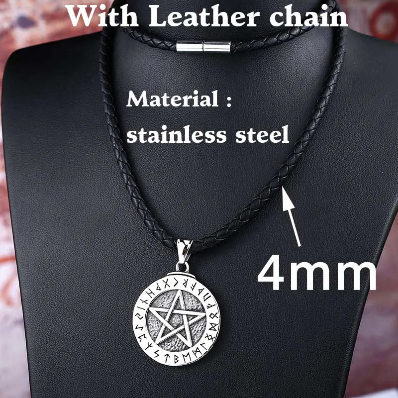 275 with leather Стальная солдатская Мода горячая распродажа Скандинавское ожерелье с кулоном викинга ювелирные изделия из нержавеющей стали - Окраска металла: 275 with leather