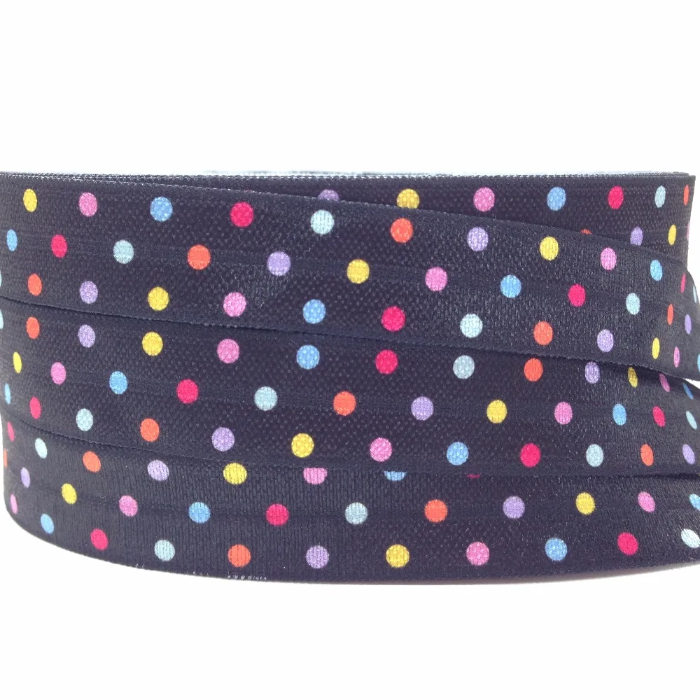 Оптовая продажа 5/8 &quot Яркие платья с узором в горошек на голову эластичная