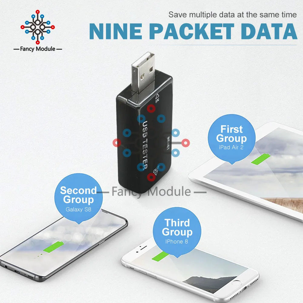 8В1 ЖК-дисплей электрическая мощность USB Емкость тестер напряжения измеритель тока монитор вольтметр Амперметр Емкость тестер мощности черный корпус