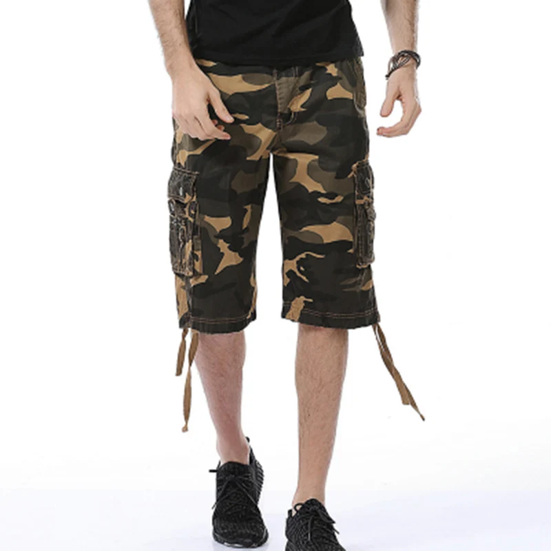 

2020 Summer Knee Length Men Shorts Cotton Casual Mens Tactical Camo Army Cargo Shorts Homme Man Bermuda Short Trousers 29-40
