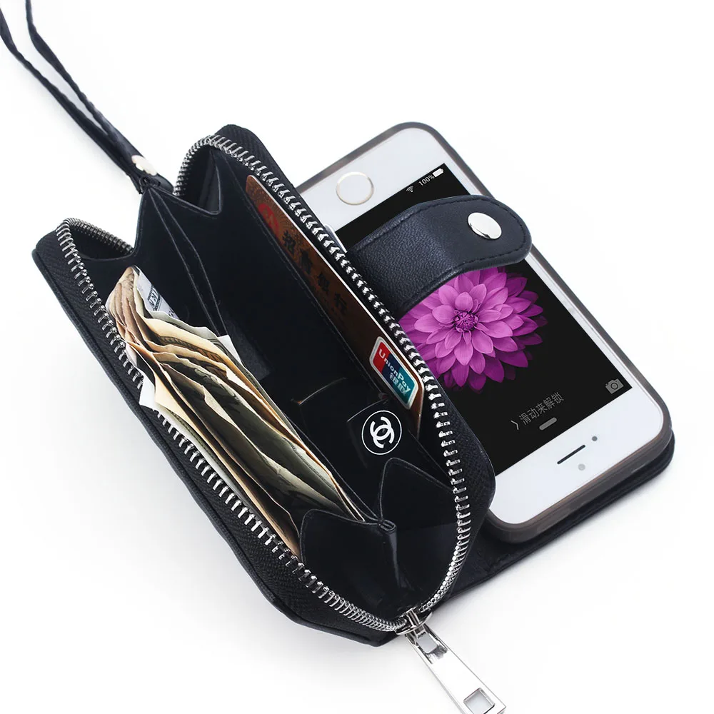 Для iphone 5S случае держателя карты кожаный чехол для iPhone 5 SE съемный молнии сумка