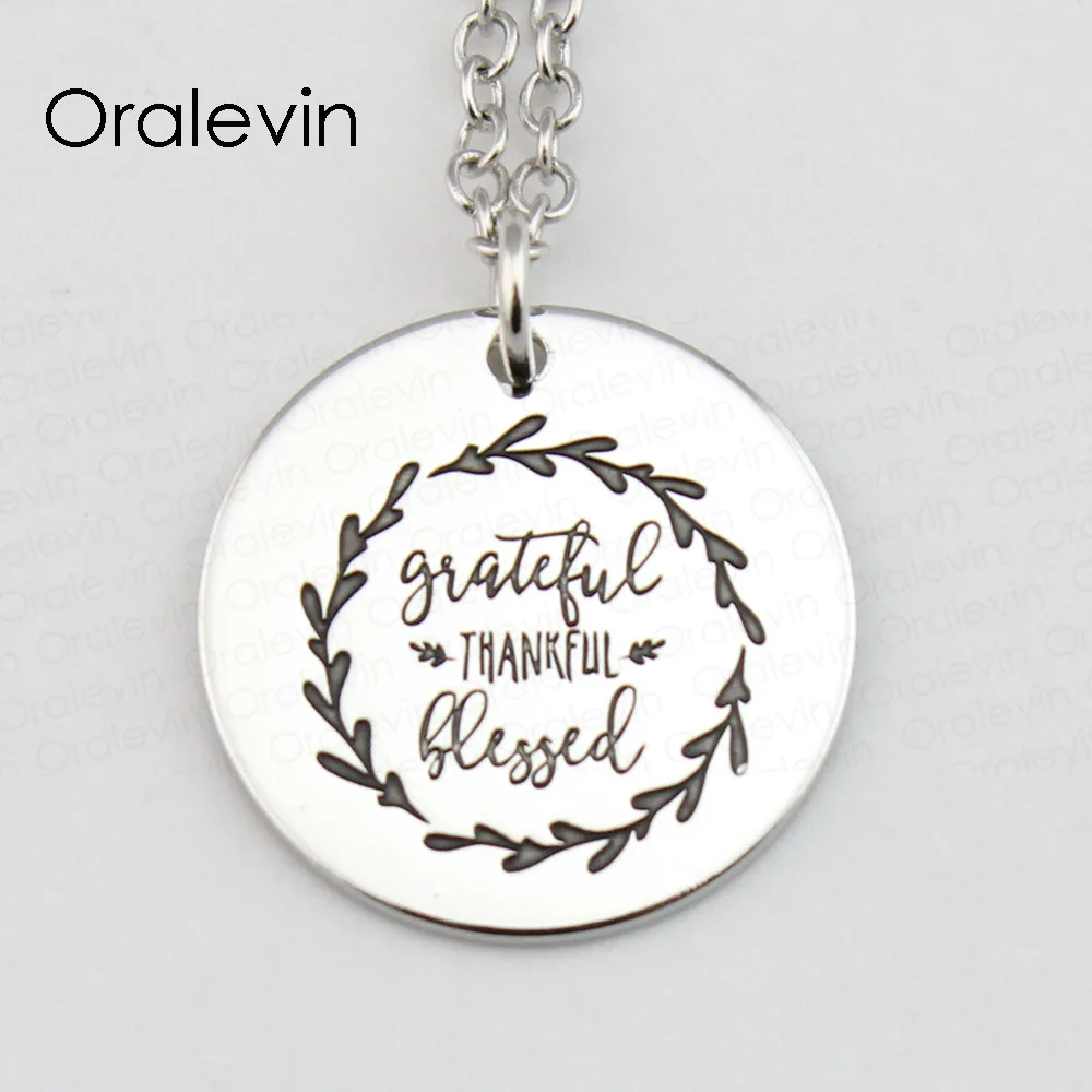 

GRACEFUL THANKFUL BLESSED Pendant Charms Necklace Gift Jewelry 10Pcs/Lot #LN400