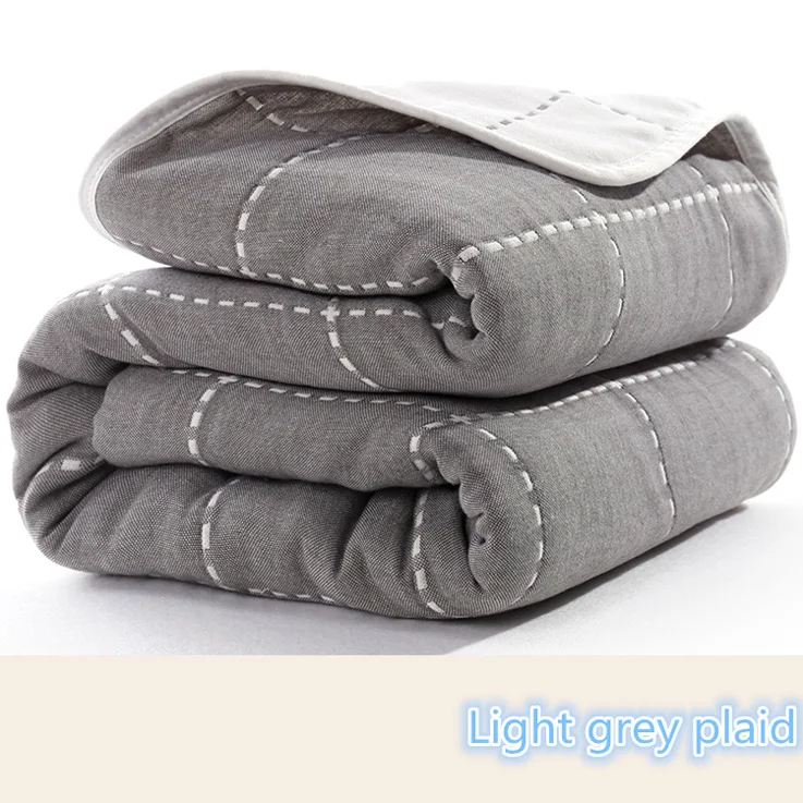 Light grey plaid S Детские одеяла для новорожденных Муслин Хлопок 6 слоев Толстая пеленка дети хлопчатобумажное одеяльце Детские обложки постельные принадлежности - Цвет: Light grey plaid S