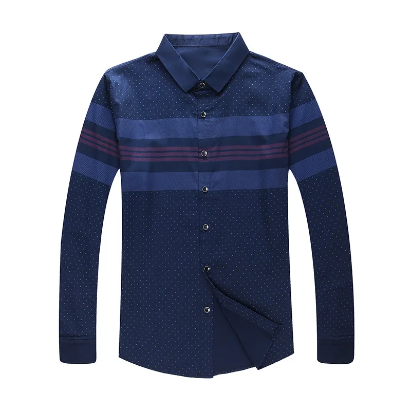 Social длинный рукав полосатый дизайнер Slim Fit винтажная мода Мужская рубашка платье