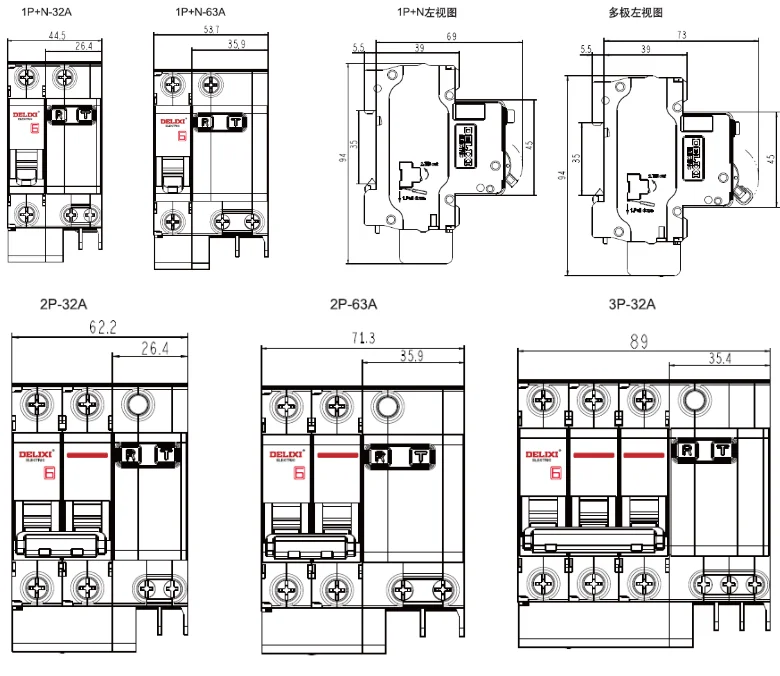DELIXI RCBO CDB6iLE 1P N 230 В AC 10 16 20 25 32A 6KA мини-автоматический выключатель от перегрузки защита от короткого протекания