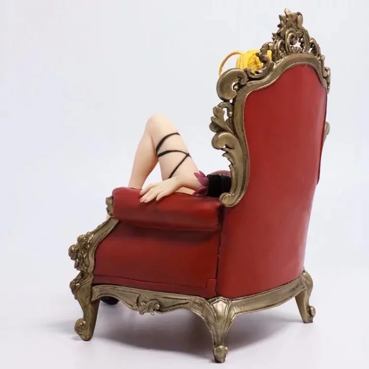 

16CM pvc Japanese anime figure Fate/stay night throne nightgown chair sitting version action figure collectible model toys