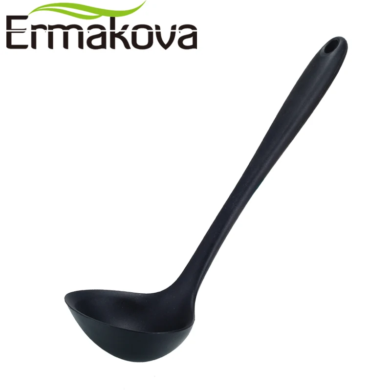 Силиконовая ложка большого размера ERMAKOVA термостойкая для супа с длинной ручкой