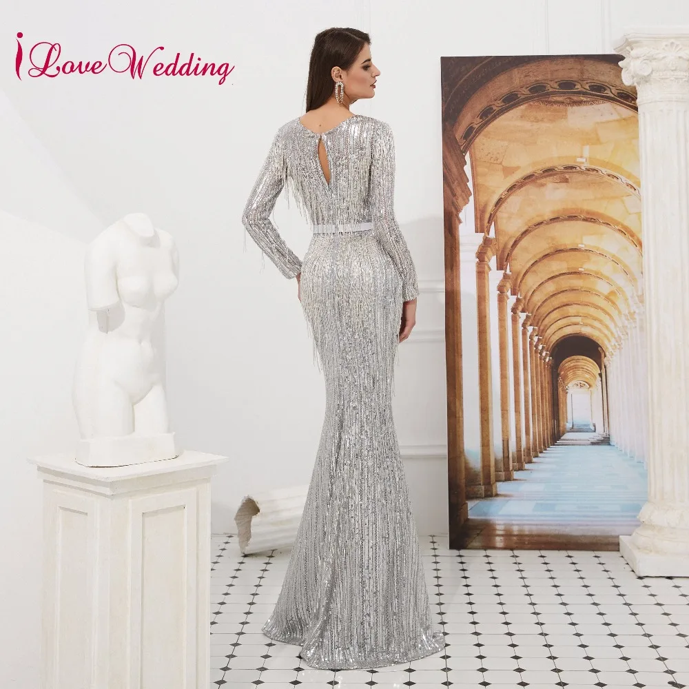 ILoveWedding элегантный v-образный вырез одежда с длинным рукавом официальное платье