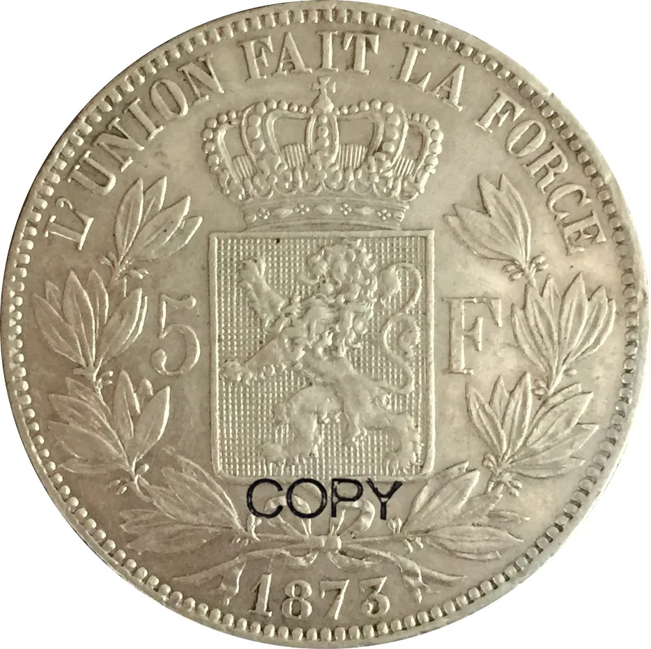 1873 Бельгия 5 франков леополд II старые серебряные копии монет|coin coins|coin oldcoin france |