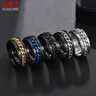 Мужское кольцо-Спиннер Auxauxme из нержавеющей титановой стали, кольцо в стиле рок-кольца синего, золотого, черного цвета в стиле панк, Подарочная бижутерия