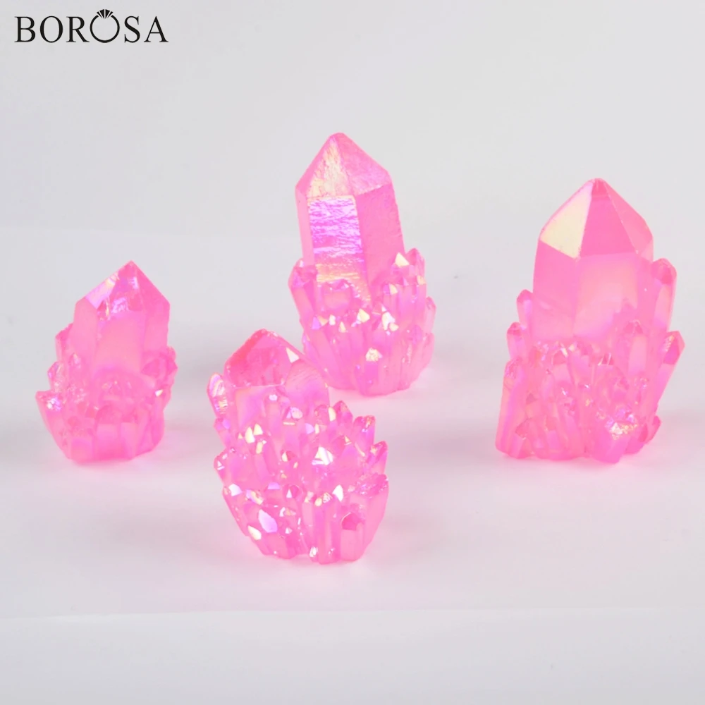 BOROSA 5 шт. оптовая продажа радужные гальванические аура кварцевые титановые