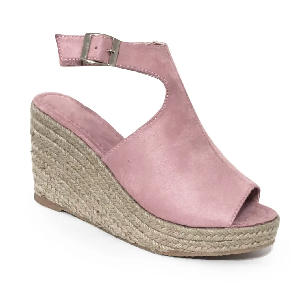 Сандалии женские на танкетке босоножки высоком каблуке повседневные однотонные