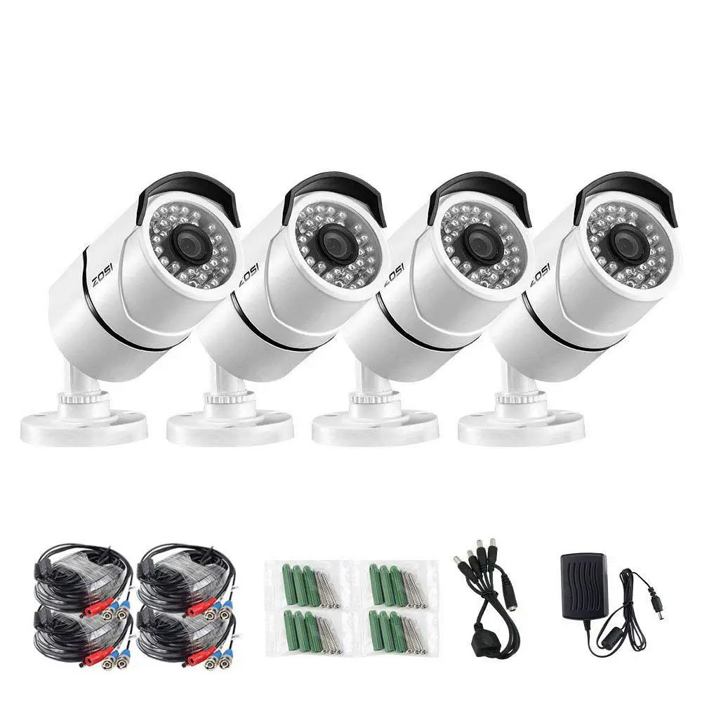 ZOSI 4pcs/lot 1080p HD-TVI CCTV Security Cameras,100ft Night Vision,Outdoor Whetherproof Surveillance Camera Kit
