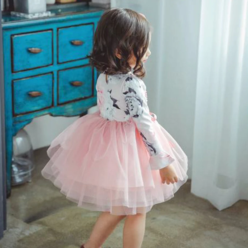 Повседневное платье с длинными рукавами для девочек платья принцессы одежда