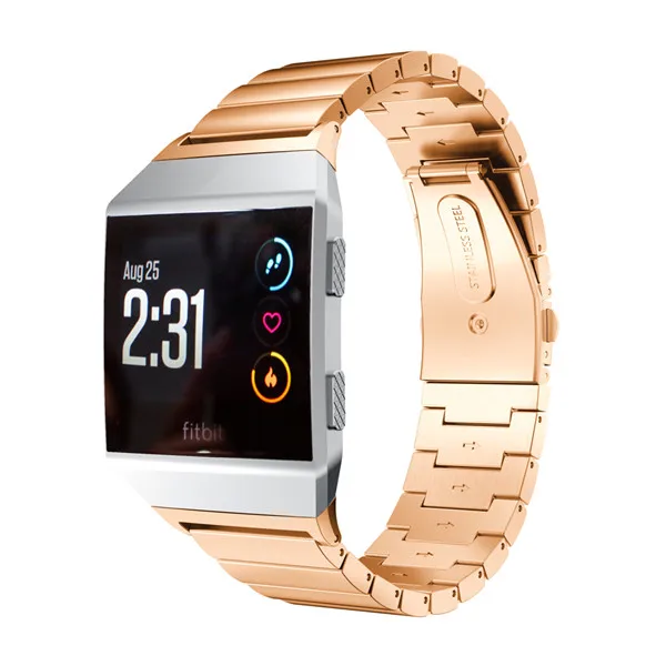 Rose gold Браслет для Fitbit Ionic Watch Band из нержавеющей стали металлический ремешок для часов уникальный процесс полировки Бизнес Замена ремешок для часов - Цвет: Rose gold