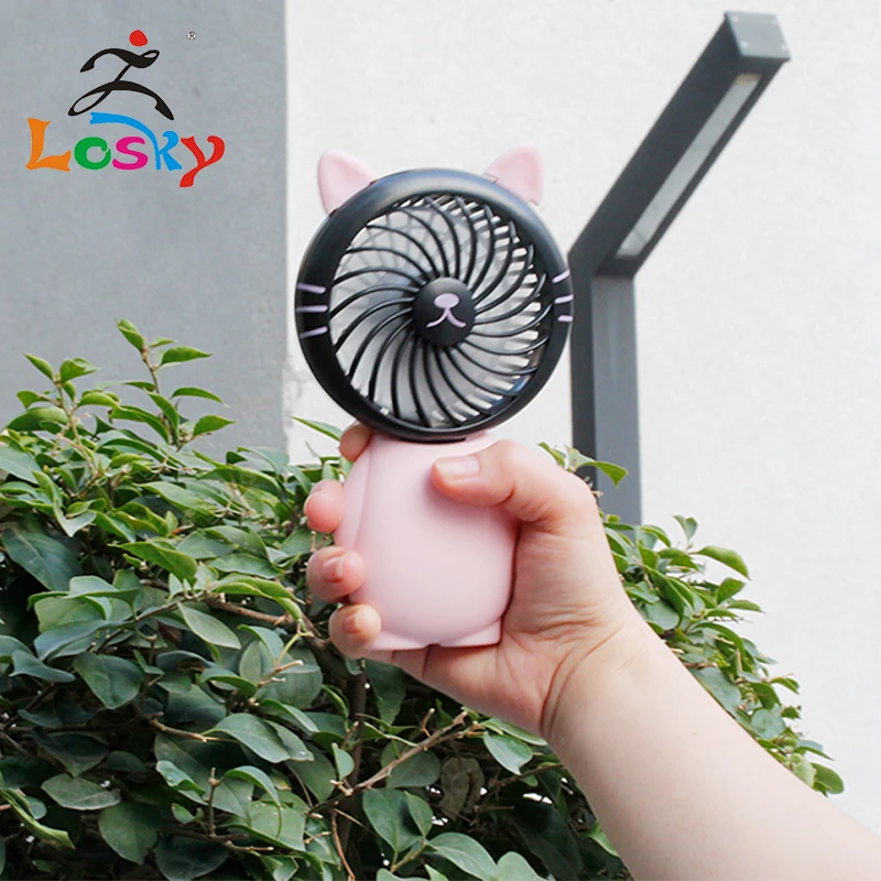 Cartoon USB charging small fan student dormitory portable mini cute kitten electric handheld | Бытовая техника