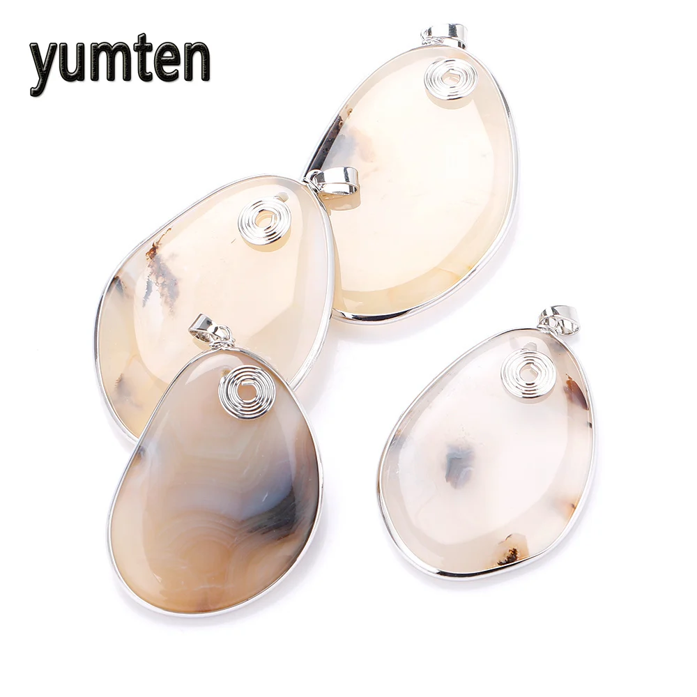 Кулоны с кристаллами в виде халцедона из натурального камня ожерелье неровной