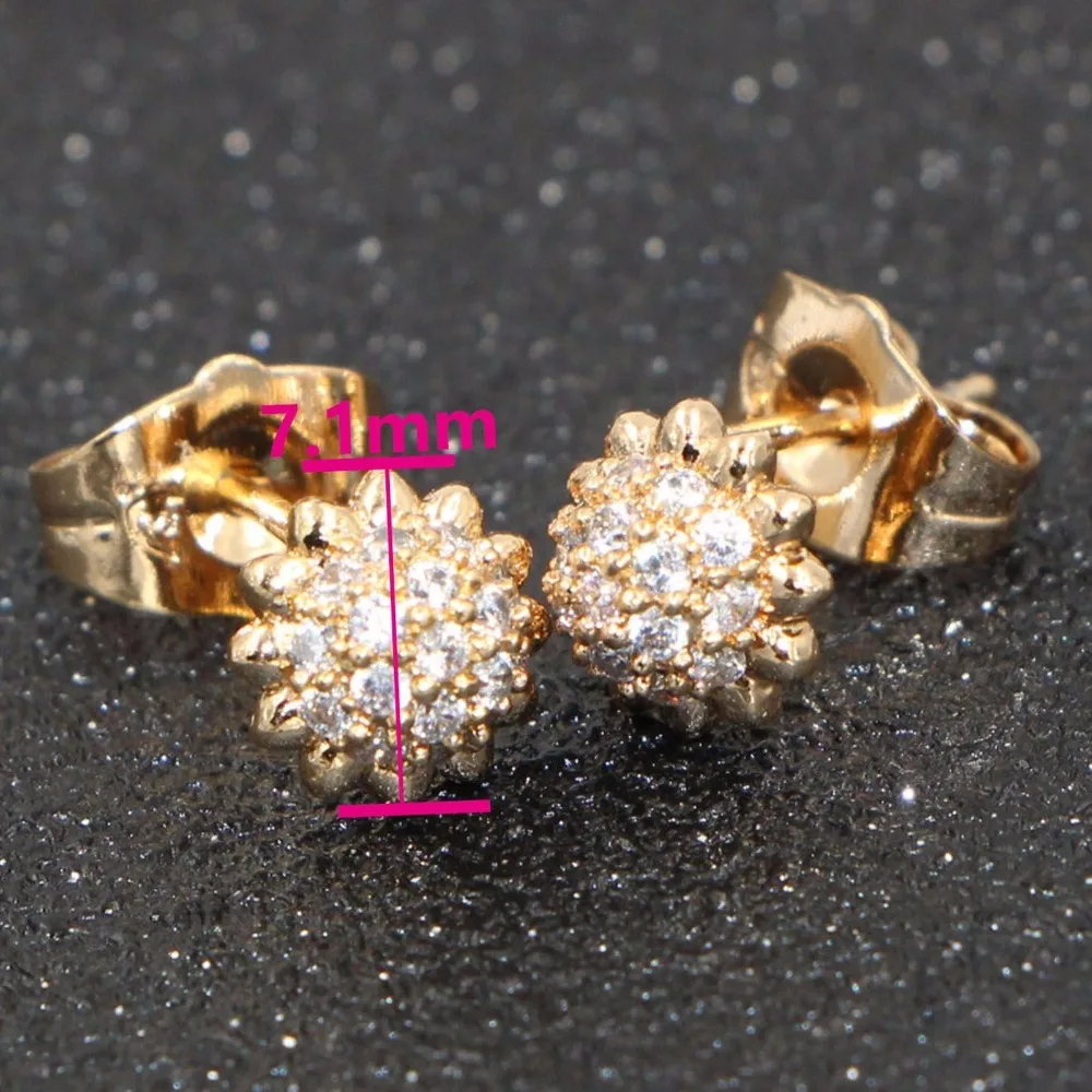 Женские круглые серьги гвоздики HeeZen свадебные с кристаллами из чистого циркония