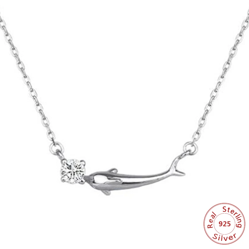 

Ожерелье женское из серебра 925 пробы с дельфином Стразы