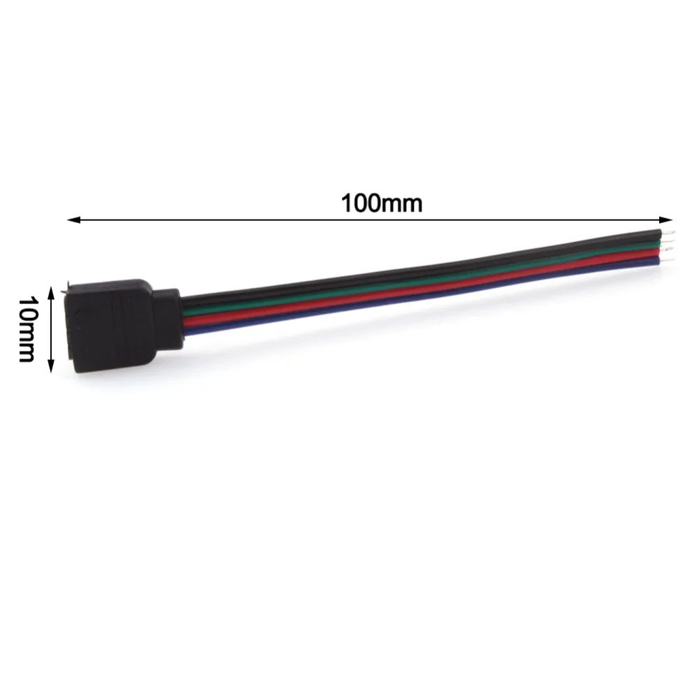5pcs/lot 4pin Cable PCB Board Wire 10mm Free Welding Connector for 5050 LED RGB Strip light Female Adapter | Обустройство дома