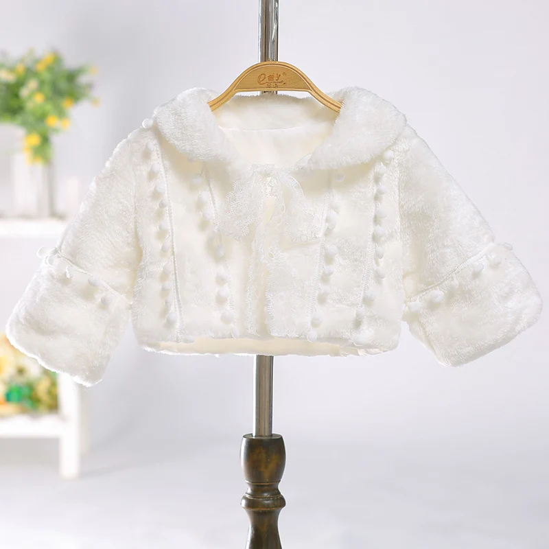 ActhInK New Winter Girls Fur Boleros Long Sleeve Wedding Dress Bolero Coat Baby Girl Thermal Short Jacket |