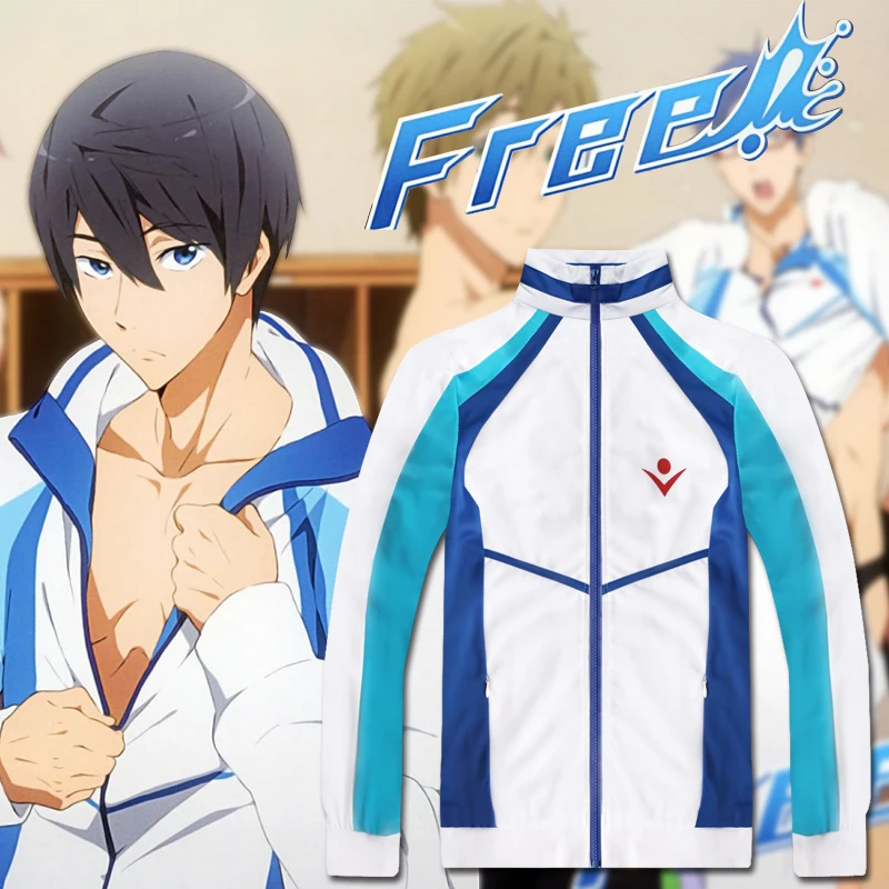 Аниме бесплатно! Косплей Iwatobi плавательный клуб Костюм Haruka куртка с нанасэ пальто