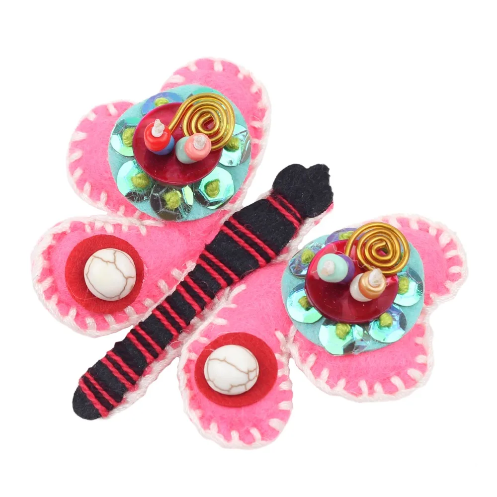 Bonsny Handmade Cotton Material Butterfly Shape Brooch Wedding Pin Collar For Women Ladies Decoration Fashion Jewelry Sequins | Украшения и