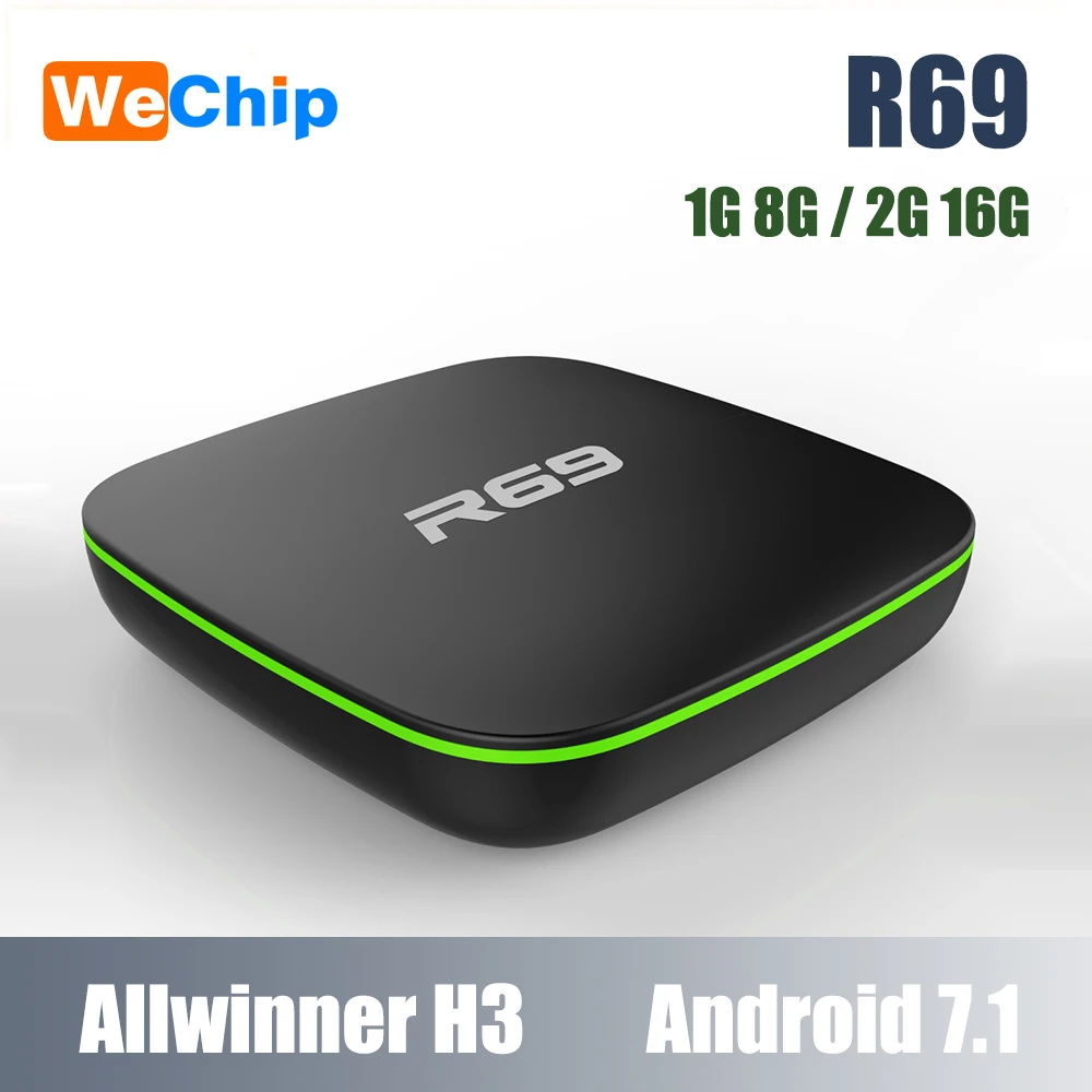Умная ТВ приставка Wechip R69 на Android 7 1 ГБ 8 2 4 ГГц Wi Fi четырехъядерный Allwinner H3 1080P HD 3D