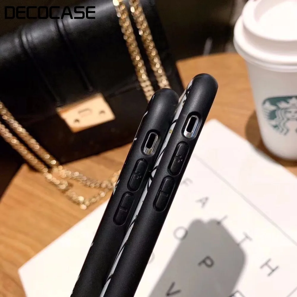 DECOCASE Fashion Gold Foil Geometric Drop Glue Women Black White Phone Cases for iPhone 7 8 Plus 6 6S X XR XS Max Covers Gifts |