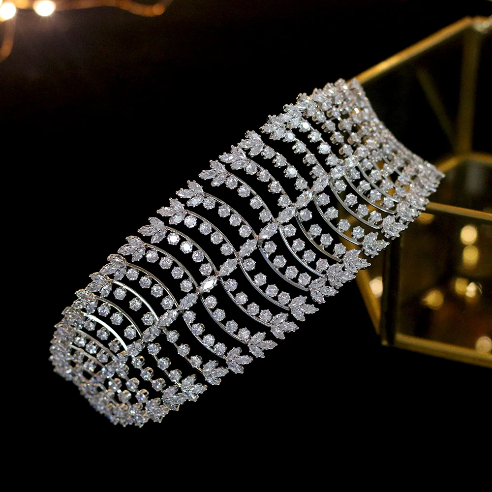 

New Luxury Crystal Crown Zircon Stone Trim The Largest Real Rhinestone Queen Princess Party Game Ms. Crown