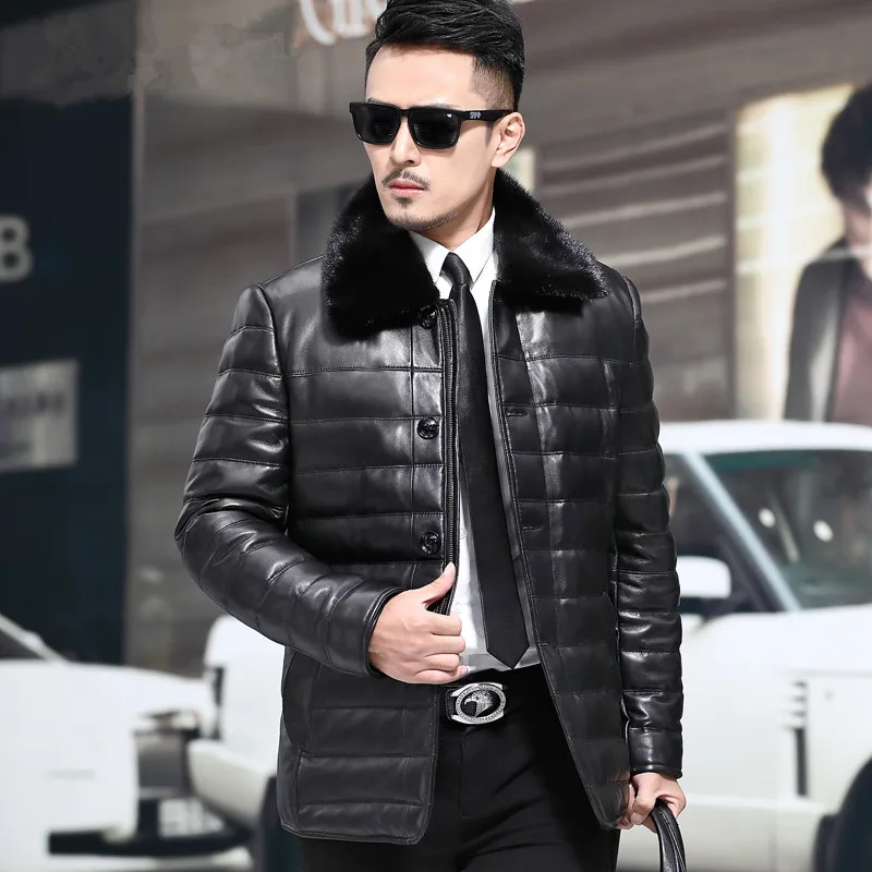 

Новый пуховик из натуральной овчины с норковым воротником для мужчин среднего и пожилого возраста 8036P950