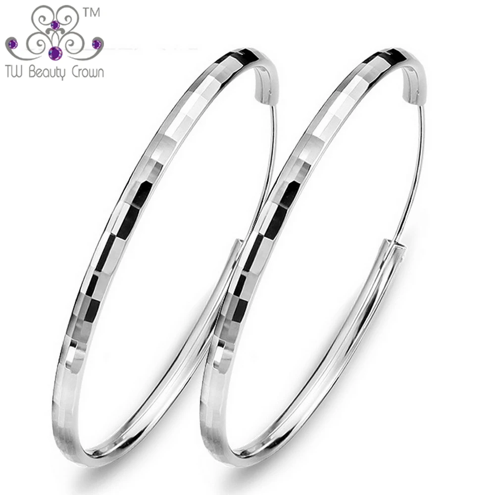 

Factory Price Real 925 Sterling Silver Fashion Wholesale Exaggerated Big Round Hoop Earrings Lots For Women Party Rock Jewelry