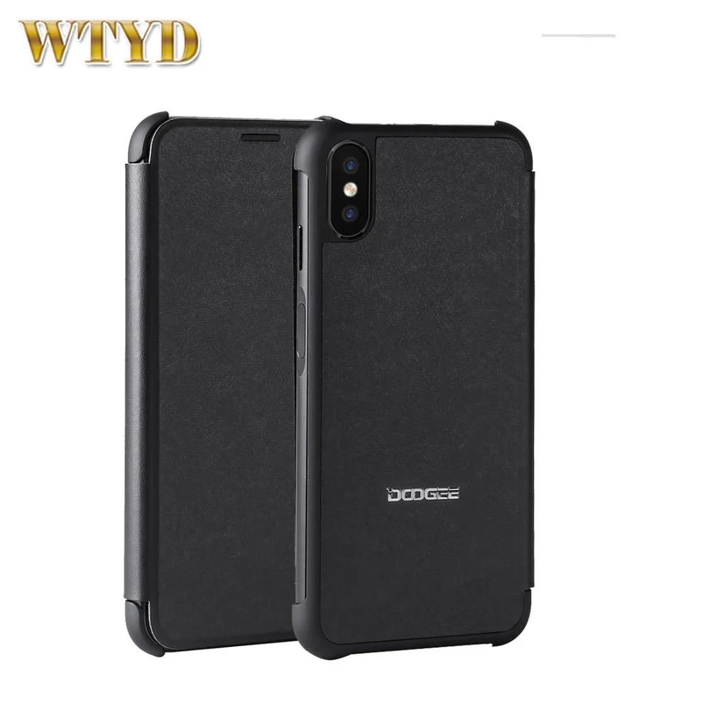 Кожаный чехол-книжка для Doogee X55 горизонтальный с защитой от падения