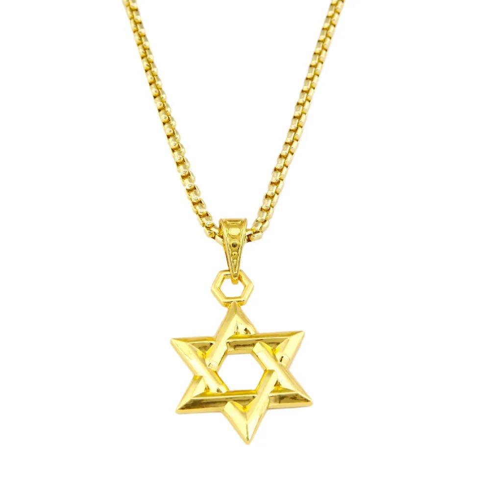 Израильская цепочка с Звезда Давида кулон ожерелье для женщин металлическая