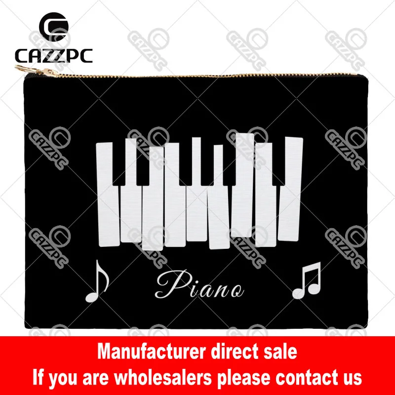 Черно белые клавиши фортепианной музыки холст с принтом косметичка для макияжа