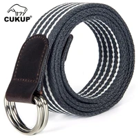 cukup unisex leisure double ring buckle metal belt mens quality canvas belts striped pattern accessories women new 2022 cbck102