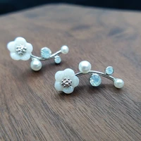 fashion shell flowers 100 pure 925 sterling silver earrings floral stud earrings for women girls female jewelry gifts