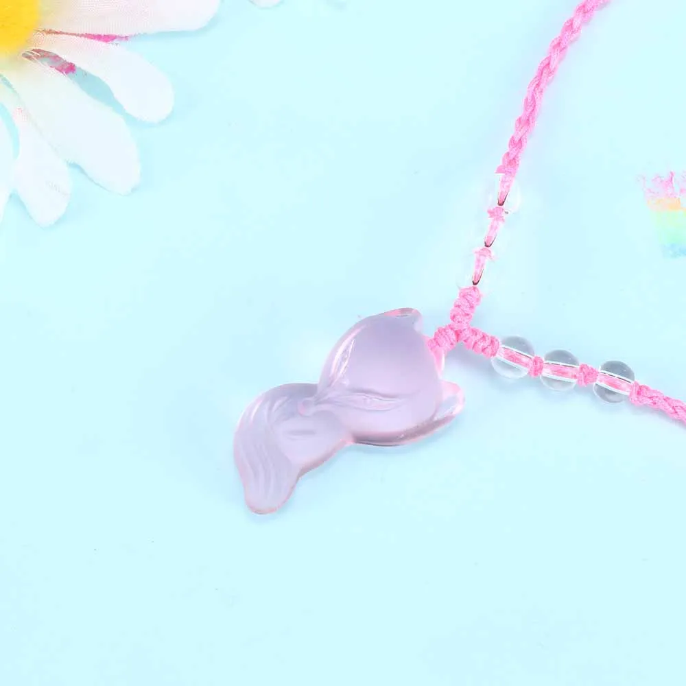 1 Pcs Women Cute Stone Pink Fox Pendant Necklace Lucky Gifts Hot Sale Fashion Jewelry for Friends Adjustable Size | Украшения и