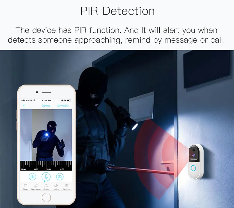 Умный IP беспроводной видео дверной звонок B50 домофон Wi-Fi видео телефон wifi дверной Звонок камера квартиры FIR сигнализация домашняя камера безопасности