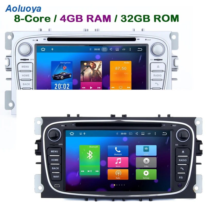 Aoluoya RAM 4 Гб Восьмиядерный Android 8 0 2 Din Автомобильный Радио DVD GPS плеер для Ford Focus 2007-2011