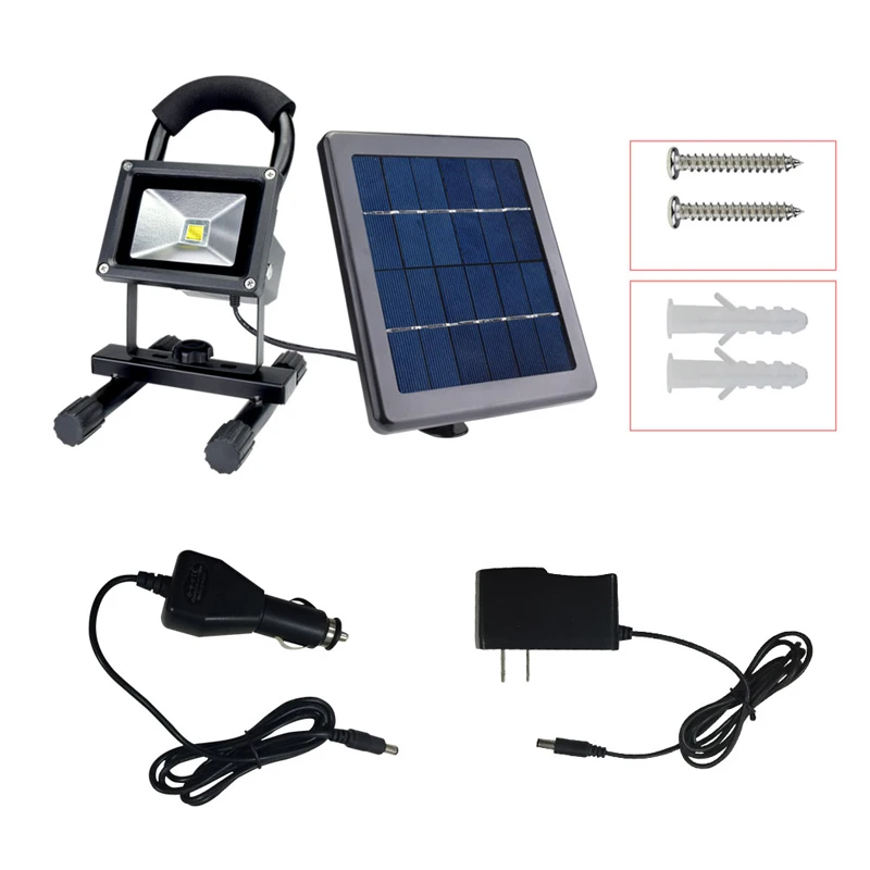 

Solar LED Flood Light Spotlight Outdoor Floodlights 10W IP65 Waterproof Portable Powered Refletor Led Rechargeable Camping
