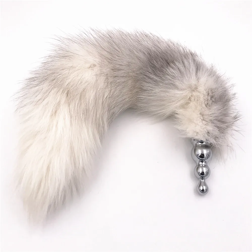 Larger 50cm White Gray Fox Tail Fluffy Anal Plug Sex Toys Erotic Butt Products Toy for Woman And Men Adult Games | Красота и здоровье