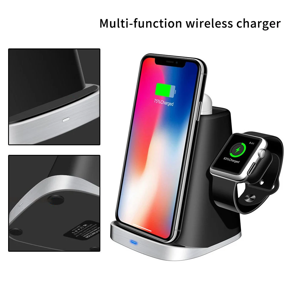 Qi Беспроводное зарядное устройство для iphone 8 Plus X XR XS MAX Apple Watch 4 3 2 Airpods Быстрая