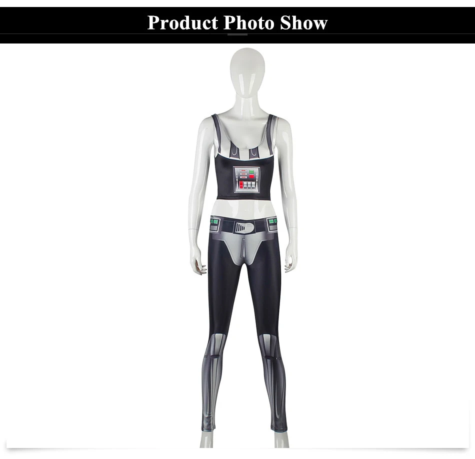 Cosplay Darth Vader Yoga Sets Skinny Leggings Crop Top Black Star Wars Women Sports Vest Sleeveless High Waist Pants |