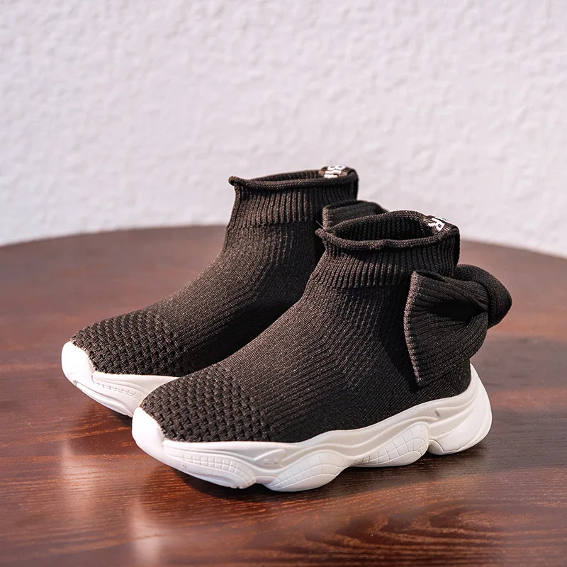 High Top Childrens Sneakers 2019 Spring Kids Shoes Soft Sports Butterfly Socks Girls Princess Tenis Infantil | Детская одежда и
