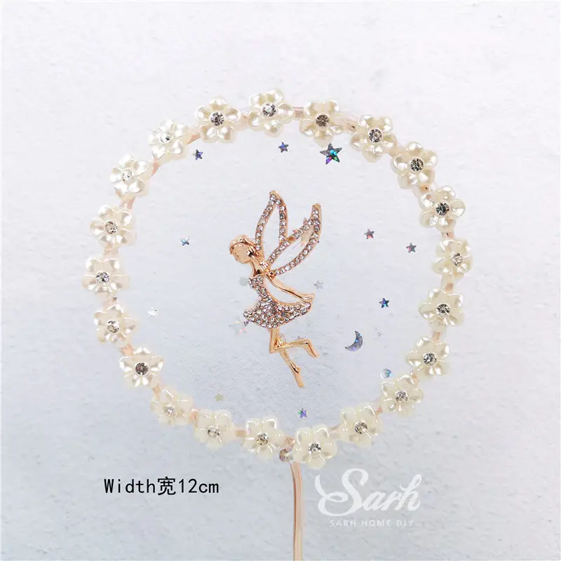 Flower fairy Золотая Корона, сетка, бант, единорог, топперы для тортов, украшение для детского дня, вечерние, на День святого Валентина, свадебные, обручальные принадлежности, прекрасные подарки - Цвет: Flower fairy