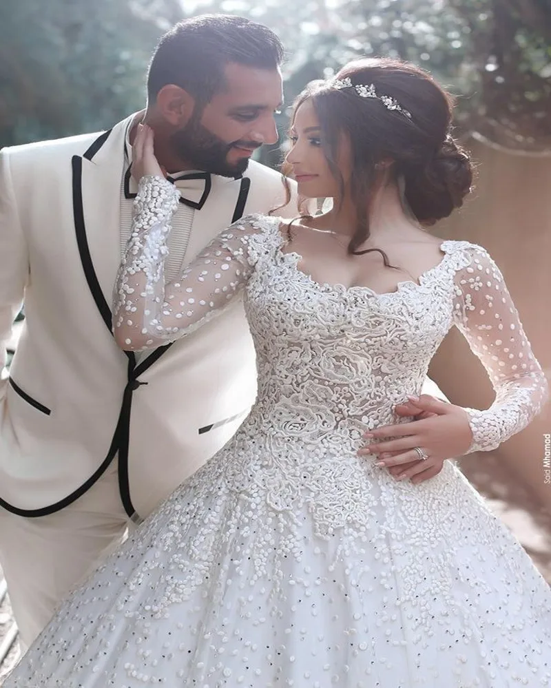 Vestido Де Noiva 2017 Vintage Кружева Длинным Рукавом Мусульманское Свадебное Платье