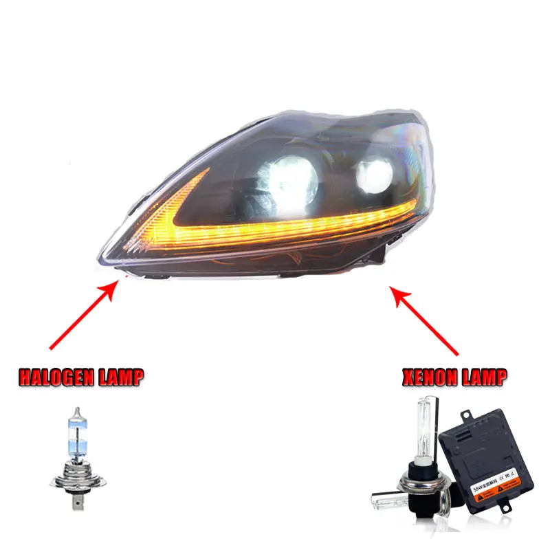 halogen high beam 2 шт. светодиодный головной светильник s для ford focus 2009-2013 Автомобильный светодиодный светильник s двойной ксеноновый Объектив Автомобильные аксессуары дневные ходовые огни противотуманный светильник - Цвет: halogen high beam