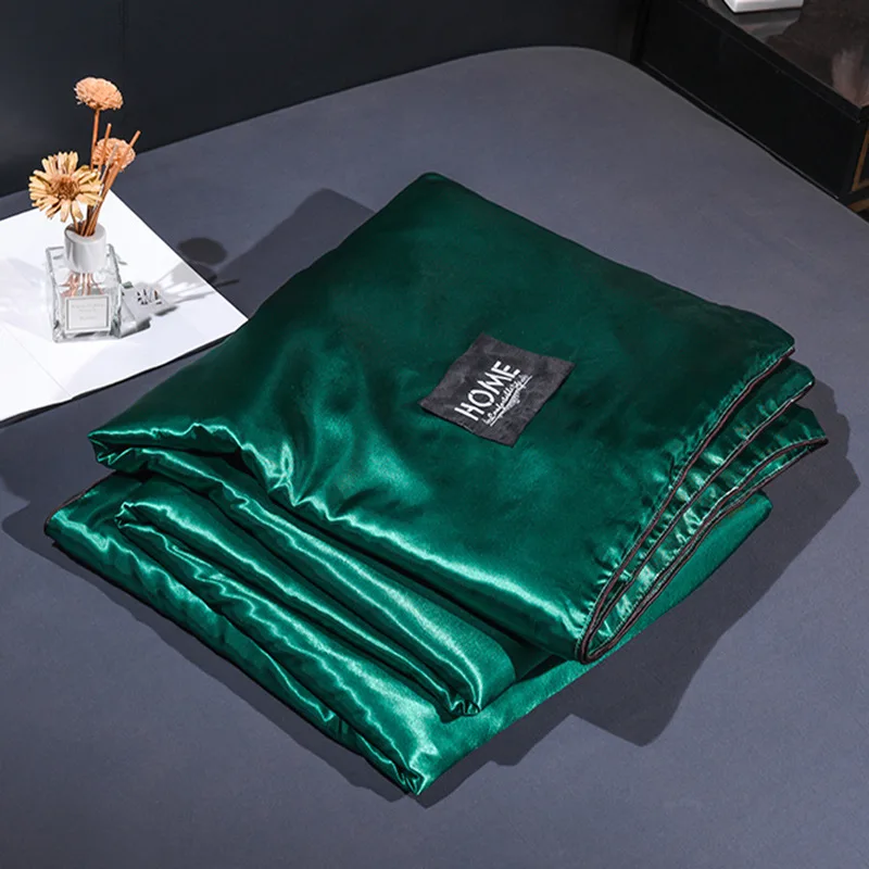 Satin Silk Quilt For Summer 12 Solid Color Bedding Set Bedspread Blanket Comforter Bed Cover King Queen Size new